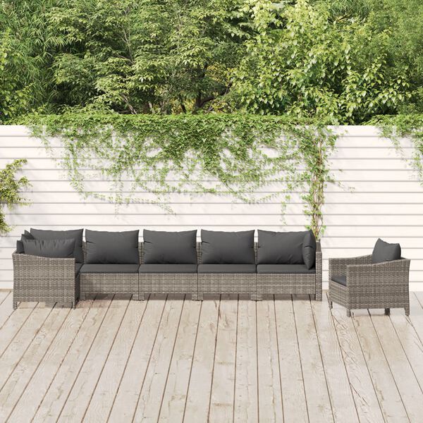 vidaXL Garden Lounge Set Grey PE rattan Large Modular