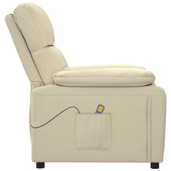 vidaXL Massage Chair Cream Fabric, Wood, Metal Large
