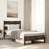 vidaXL Bed Frame Smoked Oak Steel, Engineered Wood Twin Bed Frame