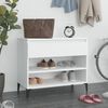vidaXL Shoe Cabinet White Engineered Wood, Metal Medium Shoe Cabinet