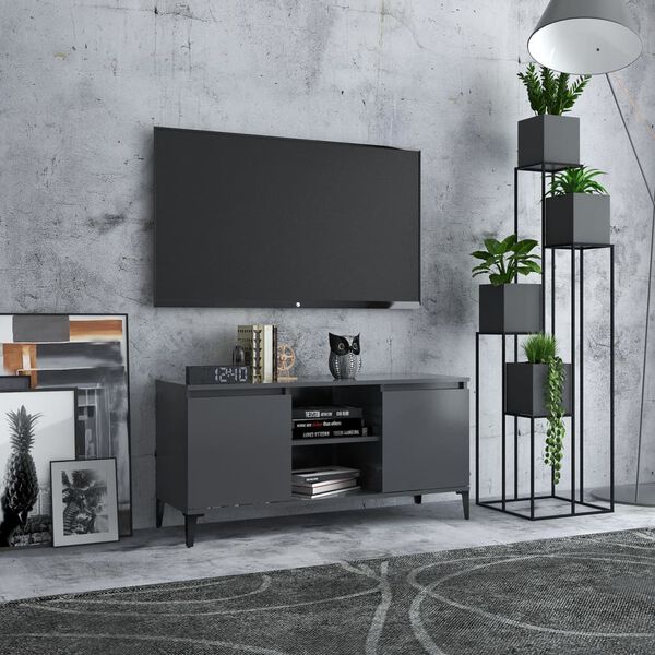 vidaXL TV Cabinet Gray Engineered wood, metal Medium TV Cabinet