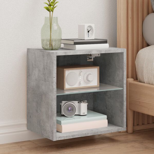 vidaXL Bedside Cabinet Set of 2 Concrete grey Engineered wood Medium
