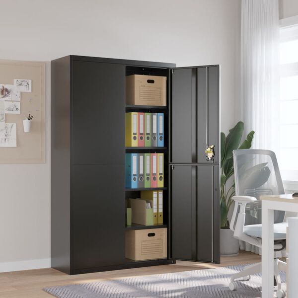 vidaXL File Cabinet Black Powder-coated Steel Large