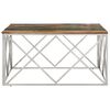vidaXL Coffee Table Silver Stainless steel frame, solid reclaimed wood top