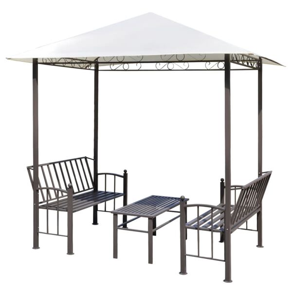 vidaXL Garden Pavilion White Polyester 98.4x59.1x94.5 inches Durable