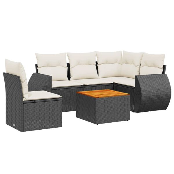 vidaXL Garden Sofa Set Black, Cream