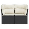 vidaXL Garden Sofa Black PE Rattan 2-seater Removable Covers