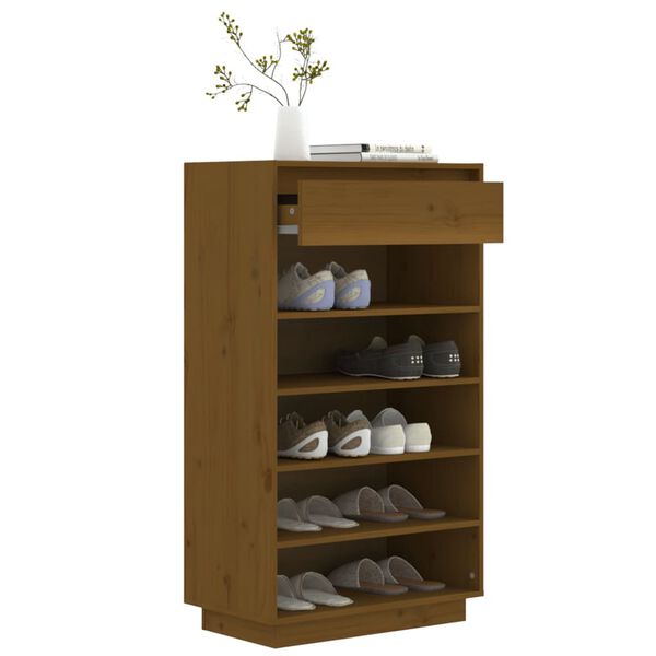 vidaXL Shoe Cabinet Honey Brown 23.6x13.4x41.3" Solid Wood Pine