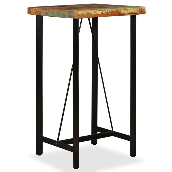 vidaXL Bar Table Multicolored with black legs Reclaimed wood and steel