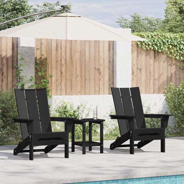 vidaXL Garden Lounge Furniture 3 pcs Black 38 x 38 x 46cm Plastic