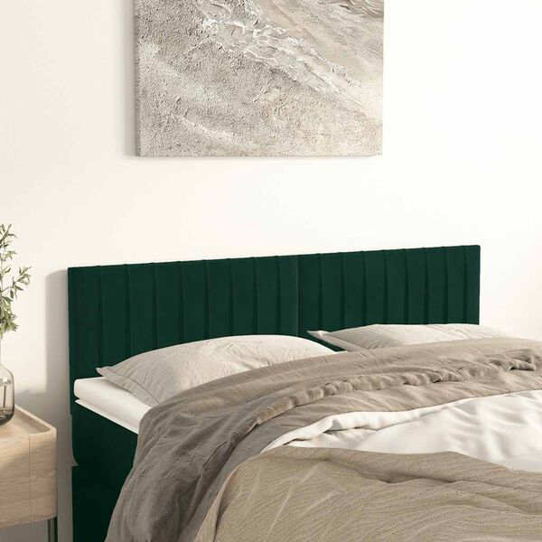 vidaXL Headboards 2 pcs Dark Green 28.3"x2"x30.7"/34.6" Velvet