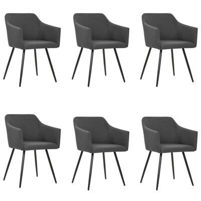 vidaXL Dining Chairs 6 pcs Dark Gray Fabric