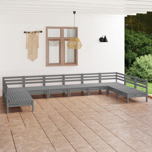 vidaXL Garden Lounge Set Grey Solid pinewood Large Modular