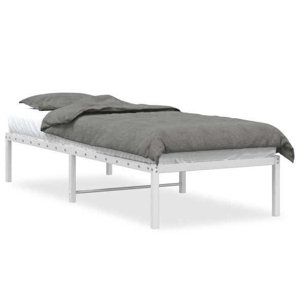 vidaXL Metal Bed Frame without Mattress White 31.5"x78.7"