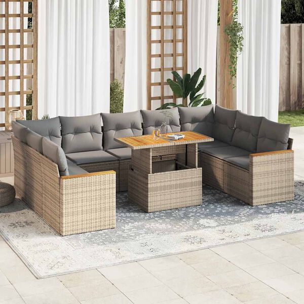 vidaXL Garden Sofa Set Beige and Light Grey