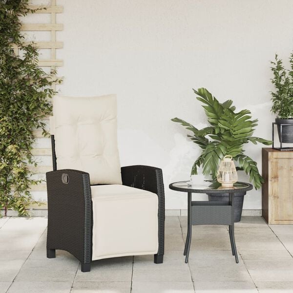 vidaXL Reclining Garden Chair Black Poly Rattan and Powder-Coated Steel