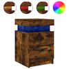 vidaXL Bedside Cabinets with LED Lights 2 pcs Smoked Oak 13.8"x15.4"x21.7"