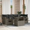 vidaXL Garden Sofa Set Grey PE rattan Large Adjustable Armrests