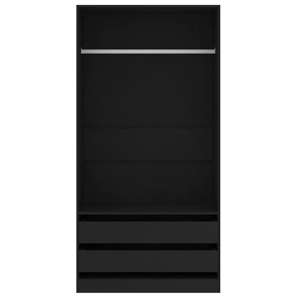 vidaXL Wardrobe Black Engineered wood Compact Wardrobe Rectangular