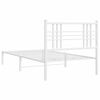 vidaXL Bed Frame White Powder-Coated Steel Twin Durable Bed Frame