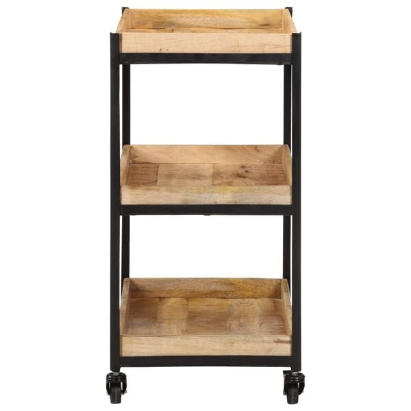 vidaXL Kitchen Trolley 23.6"x15.7"x31.5" Solid Rough Wood Mango