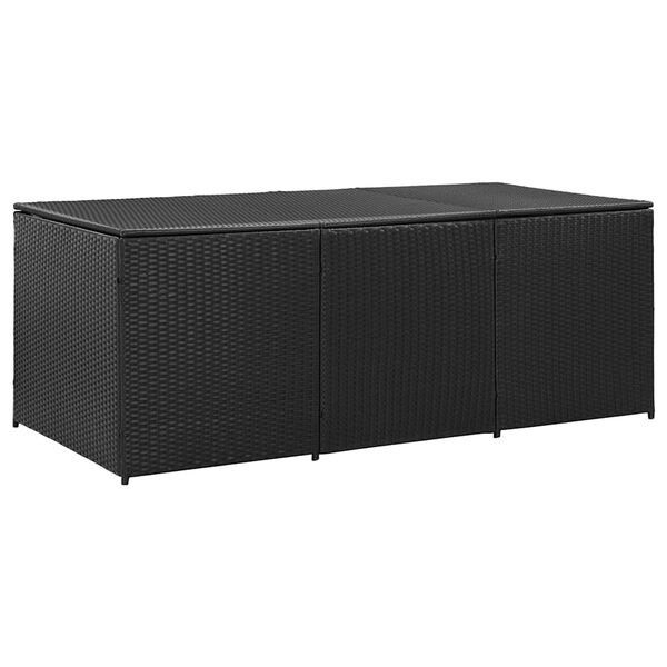 vidaXL Storage Chest Black Polyethylene Rattan Large Garden Storage Box