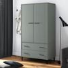 vidaXL Wardrobe Grey Solid pine wood, metal Compact Wardrobe