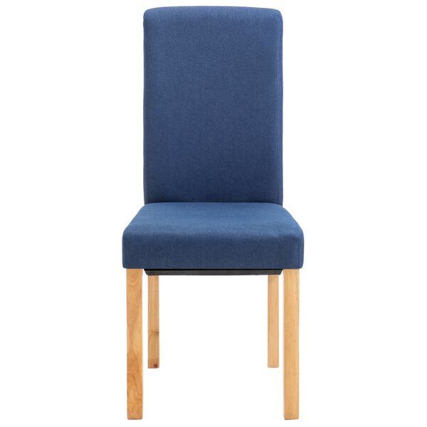 vidaXL Dining Chair Set of 4 Blue Fabric and wood Medium Ergonomic