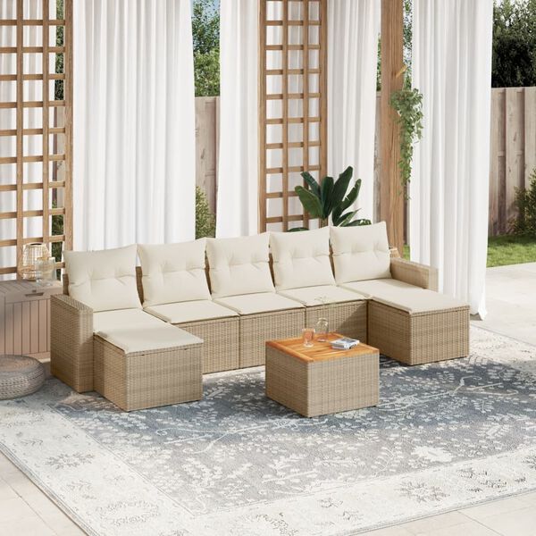 vidaXL Garden Sofa Set Beige PE Rattan Large Modular Garden Sofa Set