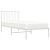 vidaXL Bed Frame White Powder-coated steel 31.5 x 79 in Bed Frame