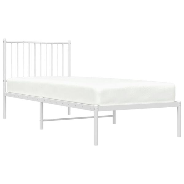 vidaXL Bed Frame White Powder-coated steel 31.5 x 79 in Bed Frame