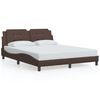 vidaXL Bed Frame Brown Faux leather, metal, solid pine wood, plywood
