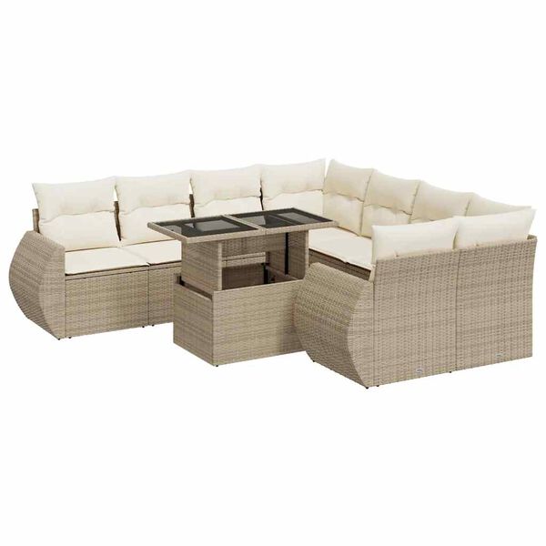 vidaXL Garden Sofa Set Beige Poly Rattan Large Garden Sofa Set