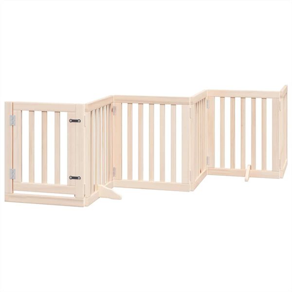 vidaXL Dog Gate Set of 12 Natural Poplar Wood Large Foldable Dog Gate