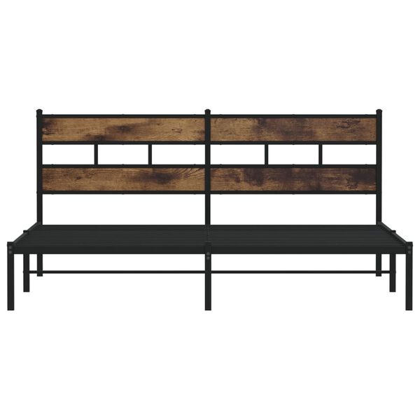 vidaXL Bed Frame Black, Smoked Oak Iron, Engineered Wood Full Bed Frame