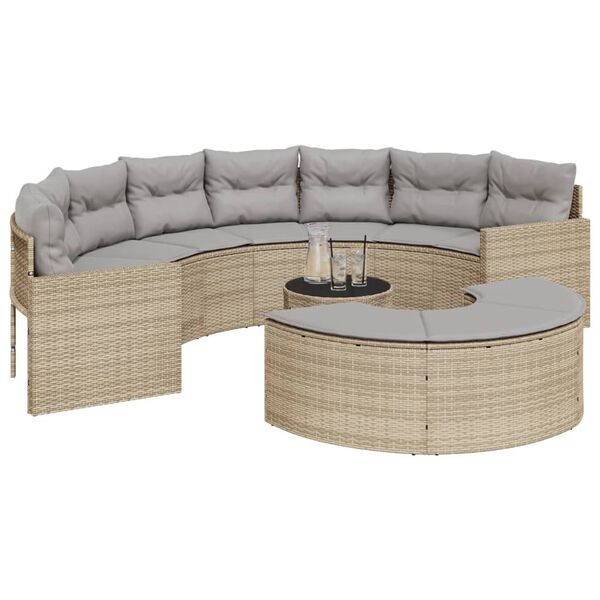vidaXL Patio Sofa Set Beige for sofa and table, Light grey cushions