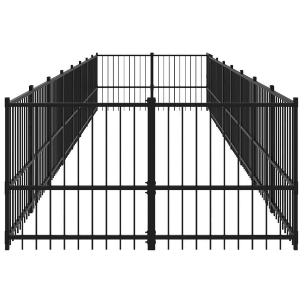 vidaXL Dog Kennel Black Powder-Coated Steel 161.3 sq ft Durable