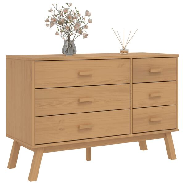 vidaXL Drawer Cabinet Brown Solid pine wood Medium Drawer Cabinet