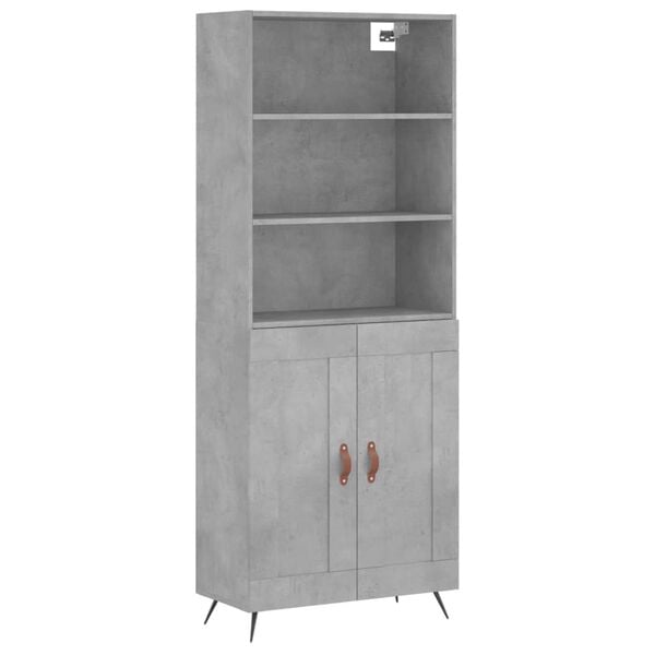 vidaXL Highboard Concrete grey Engineered wood and metal Large Highboard