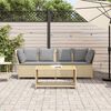 vidaXL Patio Sofa with Cushions Beige Poly Rattan