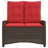 vidaXL Reclining Garden Bench Brown PE rattan Large