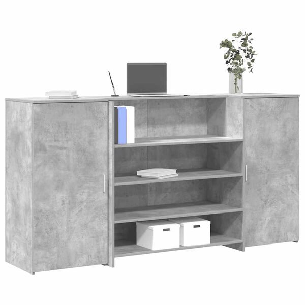 vidaXL Reception Desk Concrete grey Engineered wood Large Reception Desk