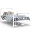 vidaXL Bed Frame White Steel Twin Bed Bed Frame Rectangular