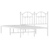 vidaXL Bed Frame White Steel Small Double Bed Frame Rectangular