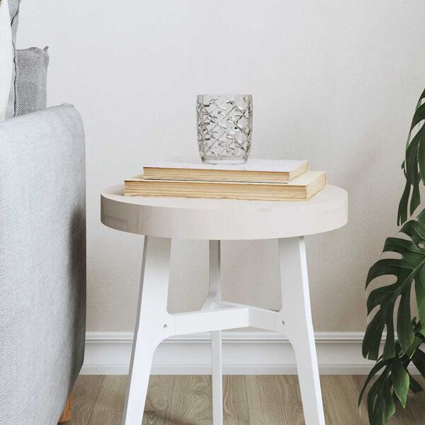 vidaXL Table Top White Solid pine wood &Oslash;11.8 in Durable Table Top