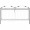 vidaXL Fence Gate Double Door with Arched Top Steel 157.5x78.7" Black