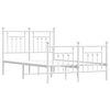 vidaXL Bed Frame White Powder-Coated Steel Double Metal Bed Frame