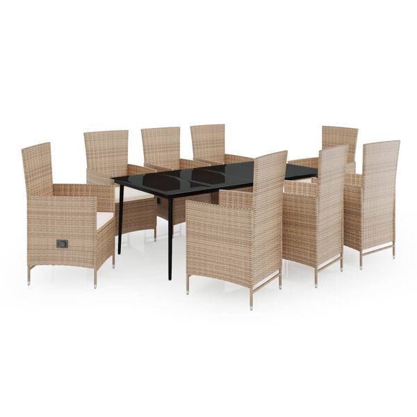 vidaXL Garden Dining Set Beige and black