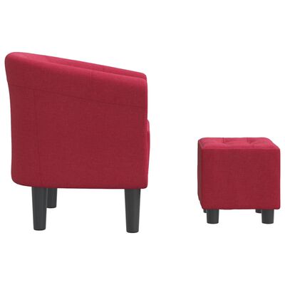 vidaXL Tub Chair with Footstool Wine Red Fabric