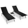vidaXL Sun Lounger Black Steel, Textilene, Glass Large